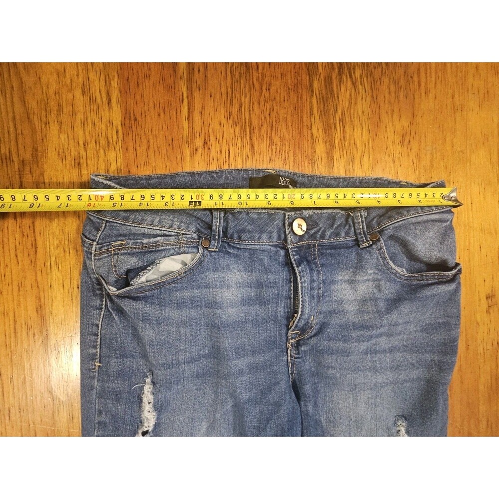1822 Denim Butter Distressed Skinny Ankle Jeans Womens Sz 14 Raw Hem 32x27 Blue - Picture 4 of 14